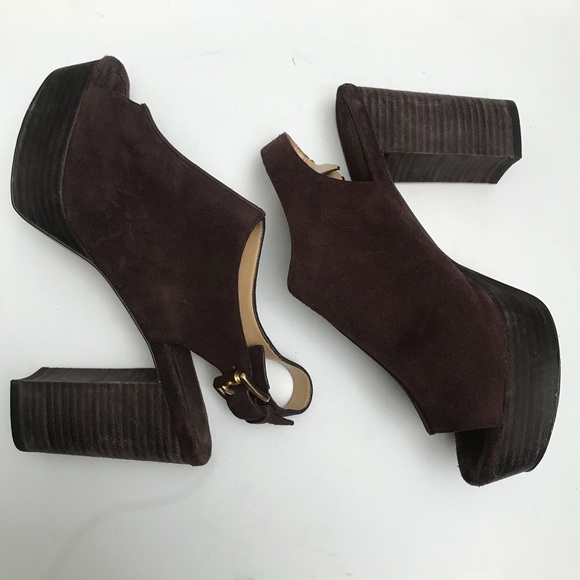 MICHAEL KORS Brown Suede Chunky Platform Heels - Picture 5 of 8
